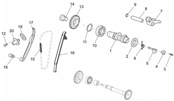 Motor Zylindersteuerung hinten - Aprilia SXV 550ccm 4T LC 2011- ZD4VSU50