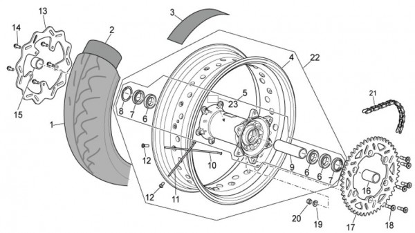 Radaufhängung Hinterrad - Aprilia SXV 550ccm 4T LC 2011- ZD4VSU50