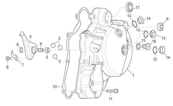 Motor Kupplungsdeckel - Aprilia SX 125ccm 2T LC 2008- ZD4SXA00