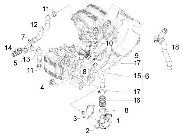 Motor Wasserpumpe - Aprilia SRV 850ccm 4T 8V LC 2012- ZAPM55103