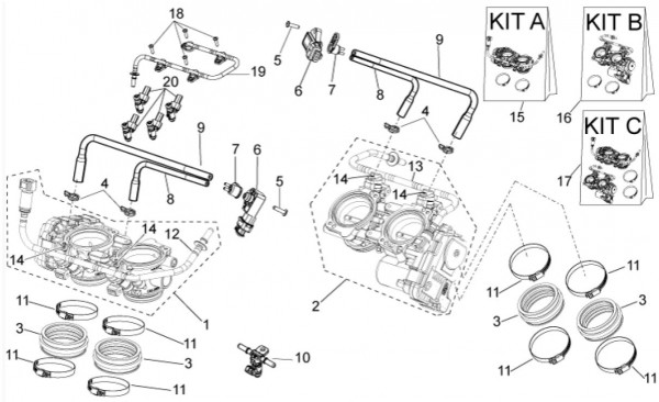Motor Drosselklappengehäuse - Aprilia Tuono V4 R 1000ccm 4T LC 2014- ZD4TYCA0