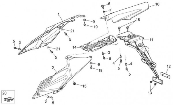Fahrgestell Seitenverkleidungen - Aprilia SXV 550ccm 4T LC 2010- ZD4VSS
