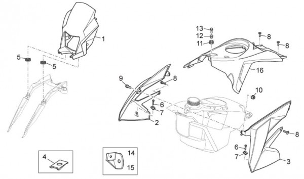 Fahrgestell Verkleidungen vorn - Aprilia SX 125ccm 2T LC 2011- ZD4SXA00