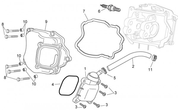 Motor Zylinderkopfabdeckungen - Aprilia Atlantic 125ccm 4T LC 2011- ZD4SPD