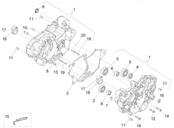 Motor Kurbelgehäuse - Aprilia Tuono 125ccm 4T 4V LC 2017- ZD4KCA00