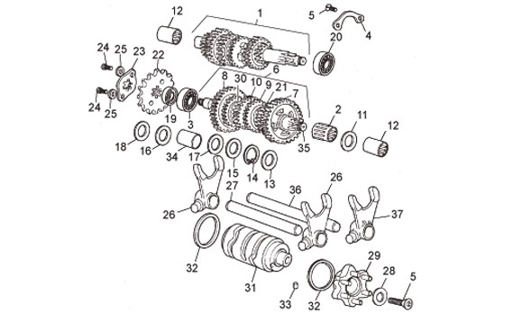 Motor Schaltgetriebe - Aprilia SX 50ccm 2T LC 2007- ZD4PV