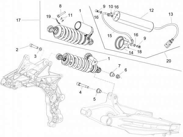 Radaufhängung Stoßdämpfer hinten - Aprilia Caponord 1200ccm 4T 8V LC 2014- ZD4VK001