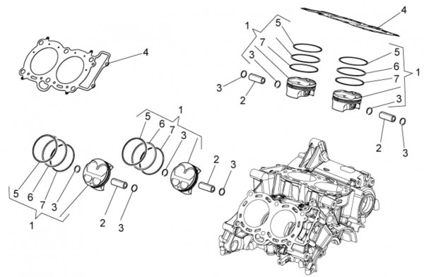 Motor Zylinder - Aprilia Tuono V4 1100ccm 4T LC 2018- ZD4KGA00