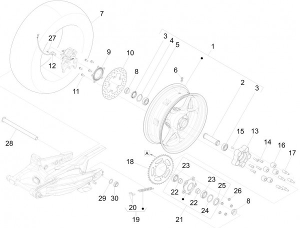 Radaufhängung Hinterrad - Aprilia Caponord 1200ccm 4T 8V LC 2015- ZD4VK001