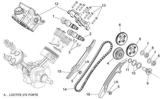 Motor Zylindersteuerung hinten - Aprilia Dorsoduro 750ccm 4T LC 2010- ZD4SM000