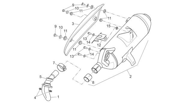 Motor Auspuff - Aprilia Atlantic 125ccm 4T LC 2006- ZD4SPD