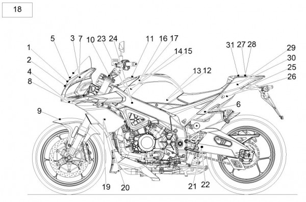 Fahrgestell Dekore - Aprilia Tuono V4 1100ccm 4T LC 2017- ZD4KGA00