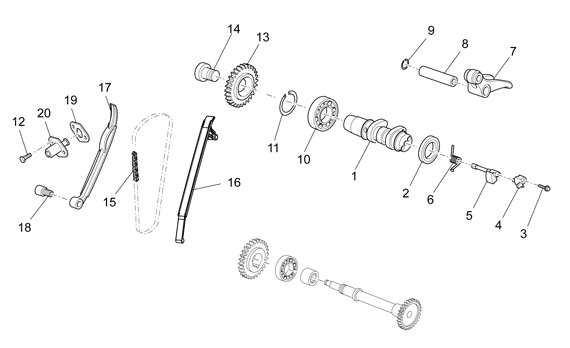 Motor Zylindersteuerung hinten - Aprilia SXV 450ccm 4T LC 2008- ZD4VSR1C