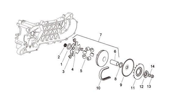 Motor treibende Riemenscheibe - Aprilia SR 50ccm 2T LC 2010- ZD4VFD00