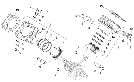 Motor Zylinder - Aprilia Dorsoduro 750ccm 4T LC 2008- ZD4SM000