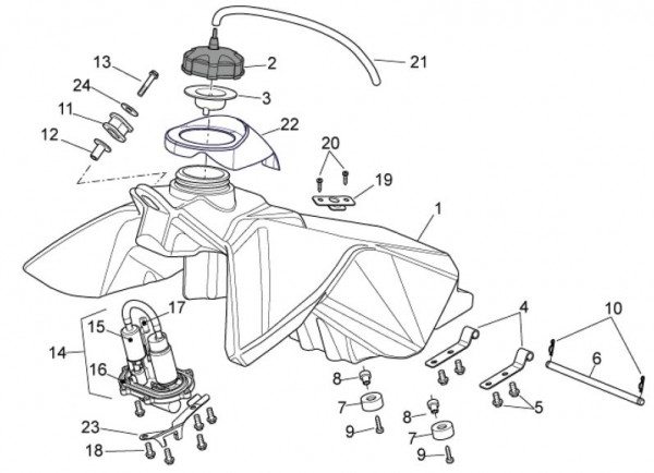 Fahrgestell Benzintank - Aprilia SXV 550ccm 4T LC 2011- ZD4VSU50
