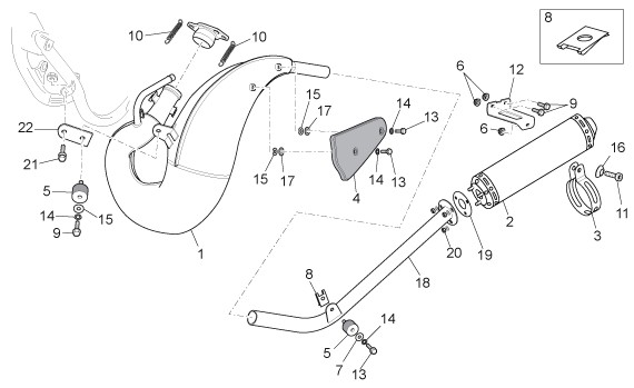 Motor Auspuff - Aprilia SX 125ccm 2T LC 2008- ZD4SX000