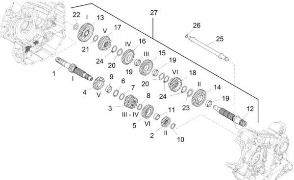 Motor Schaltgetriebe - Aprilia Caponord Rally 1200ccm 4T 8V LC 2015- ZD4VKB001