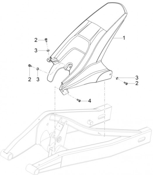 Fahrgestell Kotflügel hinten - Aprilia Tuono 125ccm 4T 4V LC 2017- ZD4KCA00