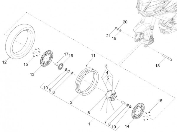 Radaufhängung Vorderrad - Aprilia Caponord Rally 1200ccm 4T 8V LC 2015- ZD4VKB003