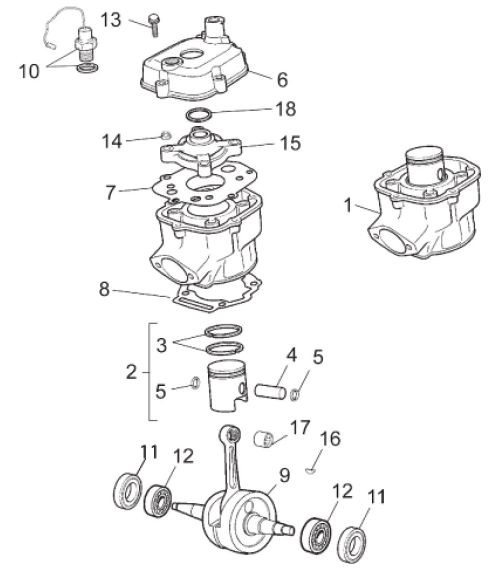 Motor Zylinder - Aprilia SX 50ccm 2T LC 2009- ZD4PV