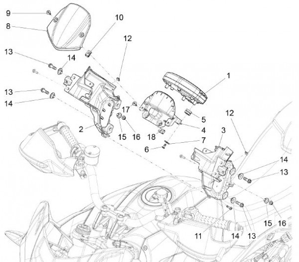 Lenker Tachometer - Aprilia Caponord 1200ccm 4T 8V LC 2013- ZD4VK