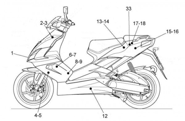 Fahrgestell Dekore 2006-2007 silber - Aprilia SR 50ccm 2T LC 2009- ZD4VFD00