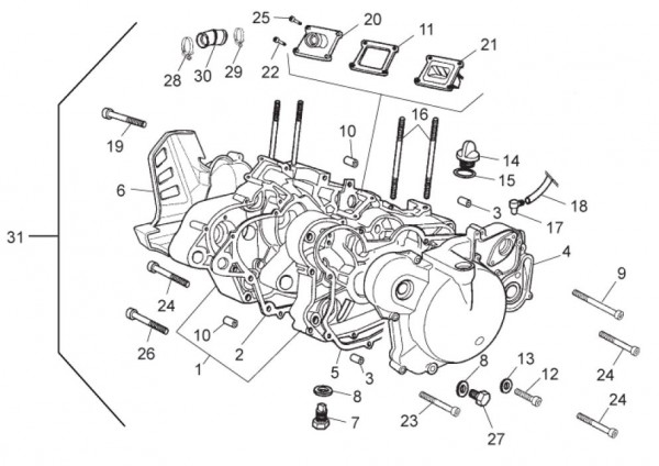 Motor Motor - Aprilia SX 50ccm 2T LC 2011- ZD4PVG01