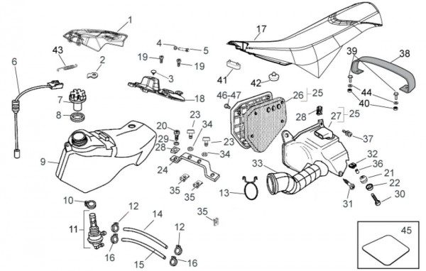 Fahrgestell Benzintank - Aprilia SX 50ccm 2T LC 2014- ZD4PVG01