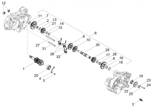 Motor Schaltgetriebe - Aprilia SX 50ccm 2T LC 2018- ZD4KKB03