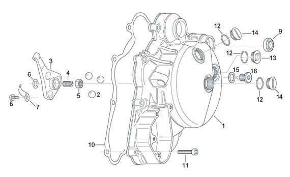 Motor Kupplungsdeckel - Aprilia Tuono 125ccm 2T LC 2004- ZD4SFD