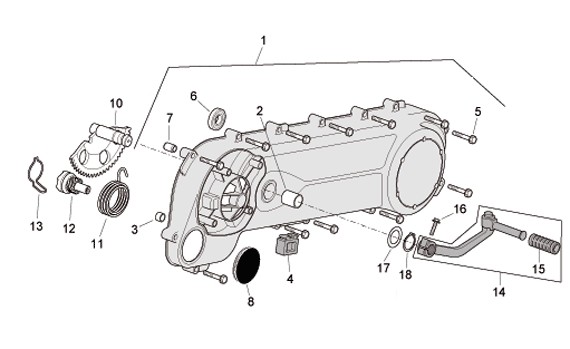 Motor Gehäusedeckel - Aprilia SR 50ccm 2T LC 2010- ZD4VFD00