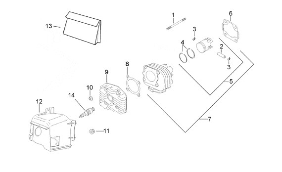 Motor Zylinder - Aprilia SR 50ccm 2T AC 2002- ZD4LY