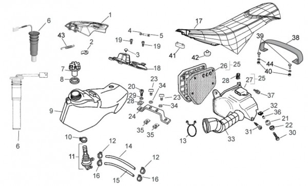 Fahrgestell Benzintank - Aprilia SX 50ccm 2T LC 2009- ZD4PV