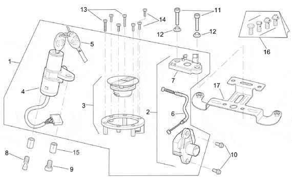 Elektrische Anlage Schloßsatz - Aprilia Tuono 1000ccm 4T LC 2007- ZD4RPB