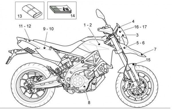 Fahrgestell Dekore - Aprilia Dorsoduro 750ccm 4T LC 2011- ZD4SMA00