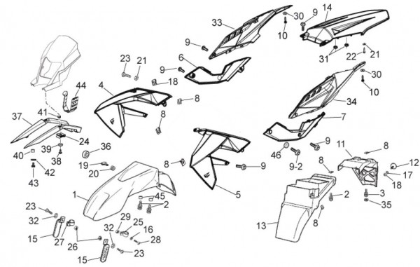 Fahrgestell Verkleidungen - Aprilia SX 50ccm 2T LC 2012- ZD4PVG01
