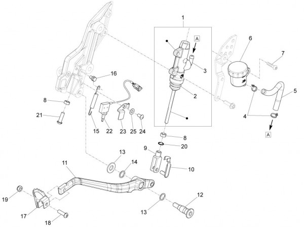 Bowdenzüge Fußbremspedal - Aprilia Caponord 1200ccm 4T 8V LC 2016- ZD4VK000