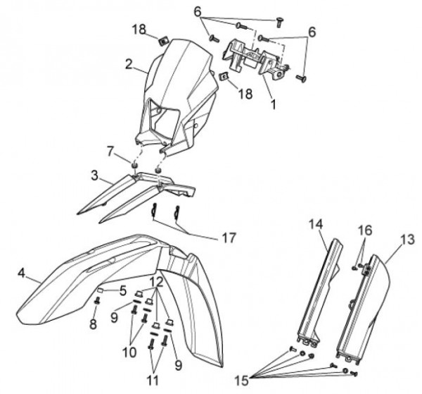 Fahrgestell Kotflügel - Aprilia SXV 450ccm 4T LC 2010- ZD4VSU41