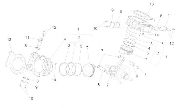 Motor Zylinder - Aprilia Caponord 1200ccm 4T 8V LC 2013- ZD4VK