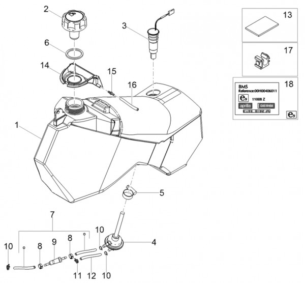 Fahrgestell Benzintank - Aprilia SX 50ccm 2T LC 2018- ZD4KKB01