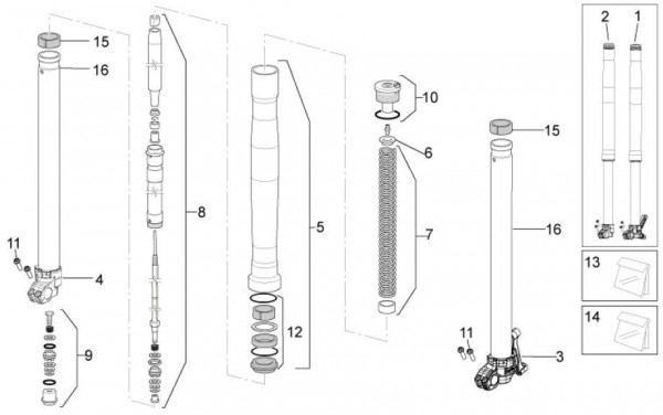 Radaufhängung Vorderradgabel Sachs - Aprilia SXV 550ccm 4T LC 2010- ZD4VSS