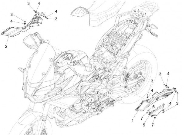 Fahrgestell Verkleidungen mitte - Aprilia Caponord Rally 1200ccm 4T 8V LC 2016- ZD4VKB001