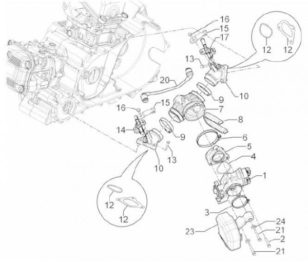 Motor Drosselklappengehäuse - Aprilia SRV 850ccm 4T 8V LC 2012- ZAPM55103