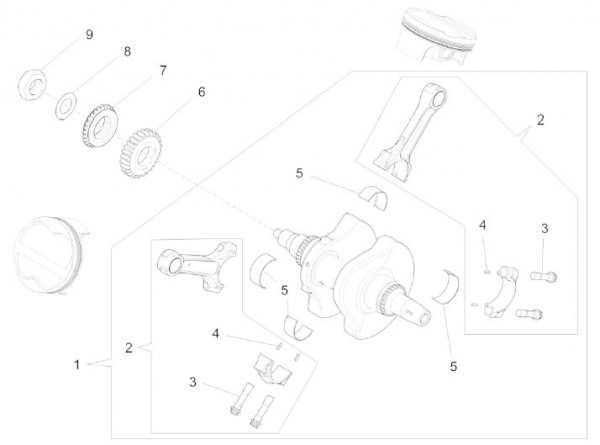 Motor Kurbelwelle - Aprilia Caponord 1200ccm 4T 8V LC 2013- ZD4VK