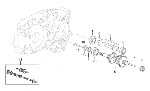Motor Hauptwelle 4-Gang - Aprilia Classic 50ccm 2T LC 1995- ZD4LP