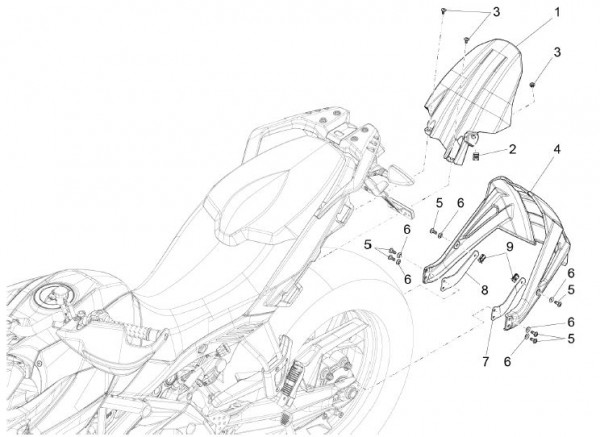 Fahrgestell Kotflügel hinten - Aprilia Caponord 1200ccm 4T 8V LC 2013- ZD4VK