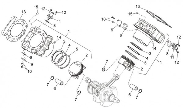 Motor Zylinder - Aprilia Dorsoduro 750ccm 4T LC 2011- ZD4SM000