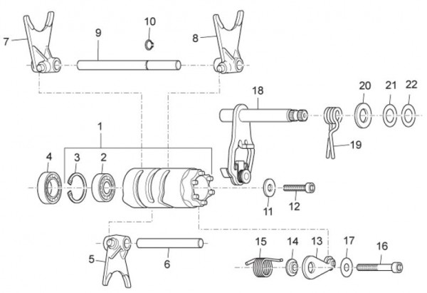 Motor Getriebeschaltung - Aprilia SX 125ccm 2T LC 2010- ZD4SX000