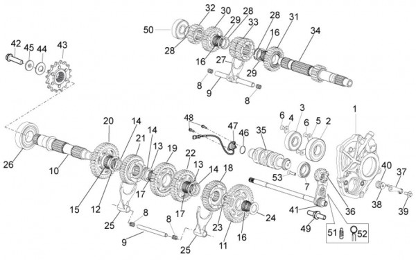 Motor Schaltgetriebe - Aprilia Tuono V4 1100ccm 4T LC 2017- ZD4KG000
